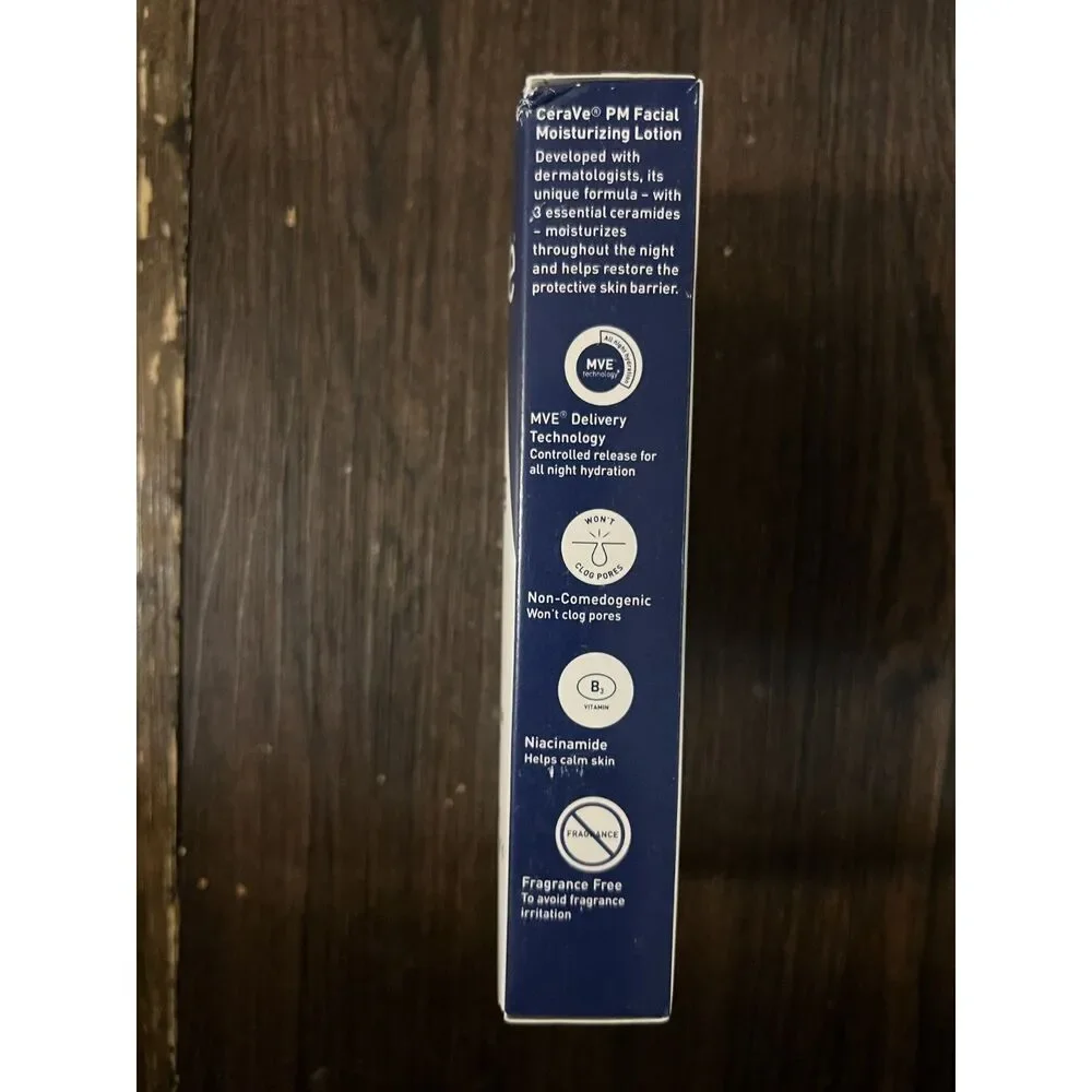 CeraVe PM Night Facial Moisturizing Lotion Oil-Free Fragrance-Free 3 fl oz